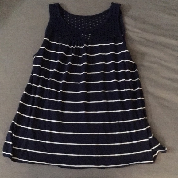 Old Navy Tops - navy & white, sleeveless, lace yoke, tank. EUC